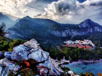 Scenic view of mountains against sky