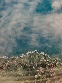 High angle view of buildings in city