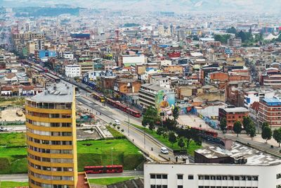 High angle view of buildings in city