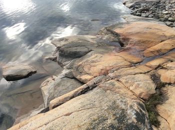 High angle view of rocks in sea