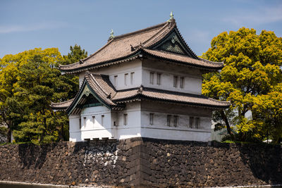 Low angle view of temple against sky