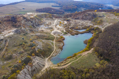 High angle view of land