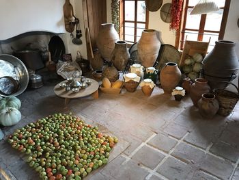 High angle view of fruits on table