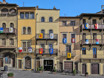 Buildings in piazza grande in city of arezzo, tiscana, italy