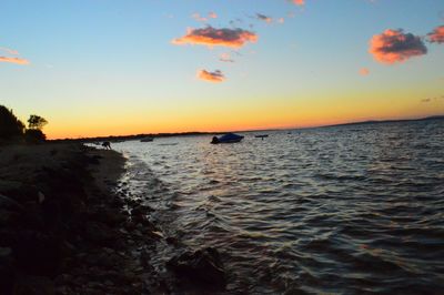 Scenic view of sea during sunset
