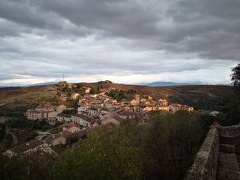 High angle view of townscape against sky