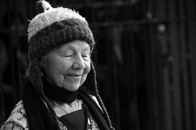 Close-up smiling senior woman