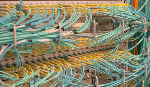 Network switch with fiber optic cable in a data center