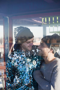 Young couple kissing outdoors