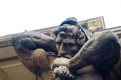Low angle view of statue against clear sky