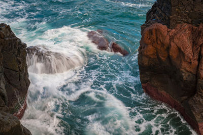 Scenic view of sea and rocks