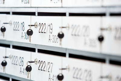 Close-up of lockers