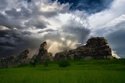 Scenic view of land against sky