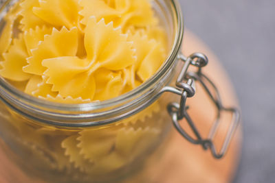 Close-up of ice cream in jar on table