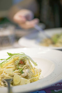Close-up of meal served in plate