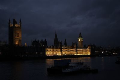 Westminster abey illuminated in london at night