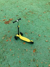 High angle view of push scooter at playground