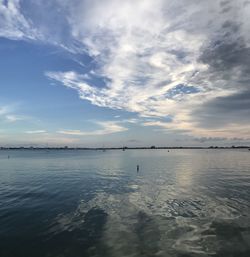 Scenic view of sea against sky at sunset