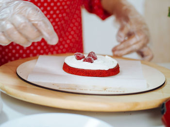 Midsection of cake on table