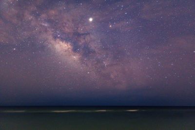 Scenic view of sea against sky at night