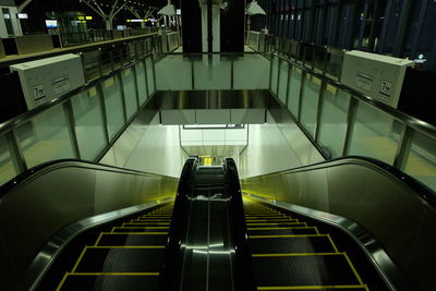 High angle view of escalator at subway station