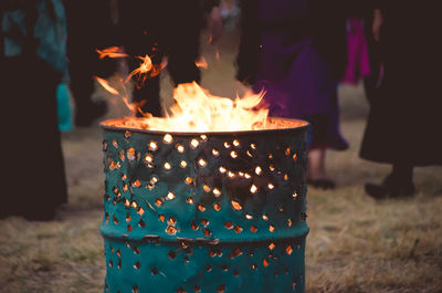 Close-up of burning candles