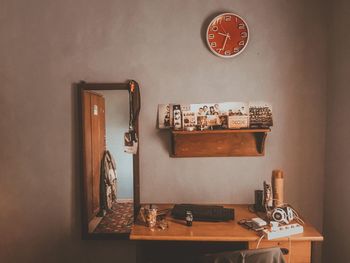 Clock on table at home