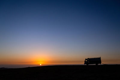 Scenic view of sea against clear sky during sunset