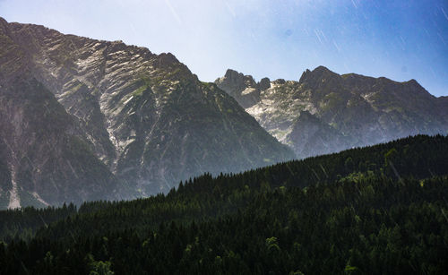 Scenic view of mountains against clear sky