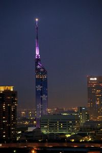 Illuminated skyline at night