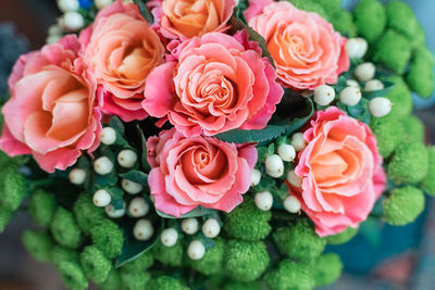 High angle view of rose bouquet