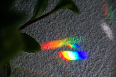 Close-up of rainbow over wall