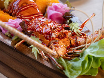 Close-up of seafood on table