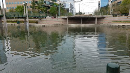 Reflection of buildings in lake