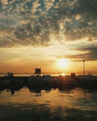 Scenic view of sea against dramatic sky