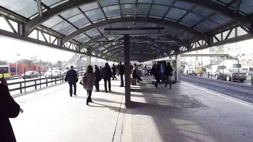 People at railroad station platform