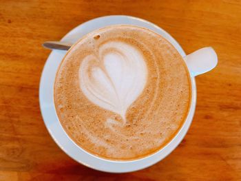 High angle view of coffee on table