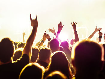 Rear view of crowd enjoying during music concert