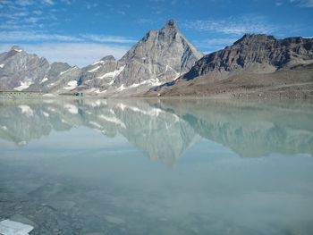 Scenic view of matterhorn cervino against sky