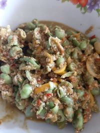 High angle view of meal served in plate