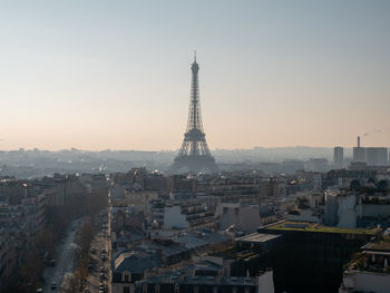 Panoramic view of paris with the eiffel tower.
