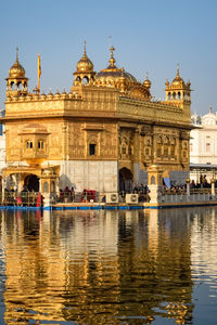 Reflection of building in water