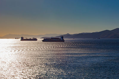 Scenic view of sea against clear sky