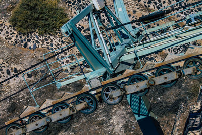 High angle view of bicycle parked on floor