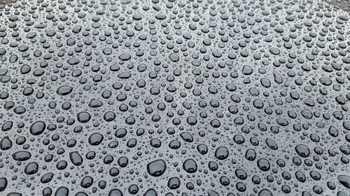 Full frame shot of raindrops on glass window