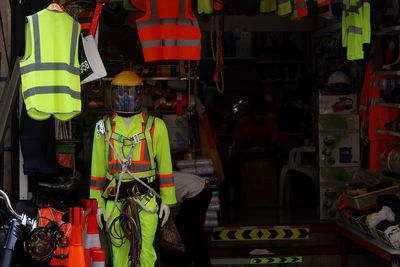 People working at market stall