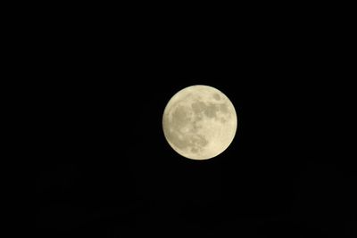 Low angle view of full moon against dark sky