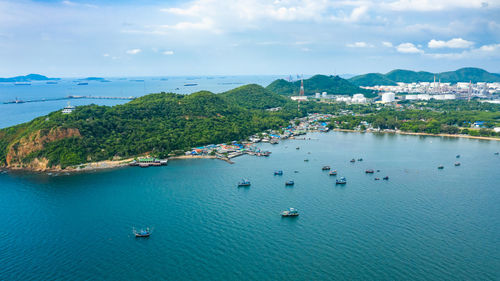 High angle seascape view at krabi thailand 