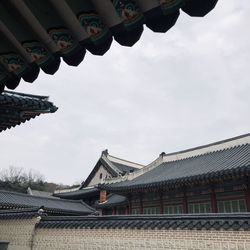 Low angle view of roof of building against sky