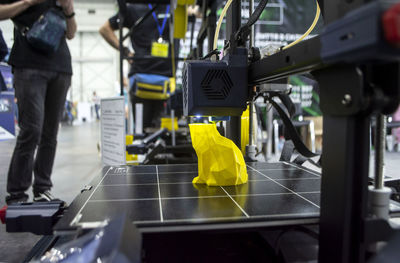 Rear view of people in gym